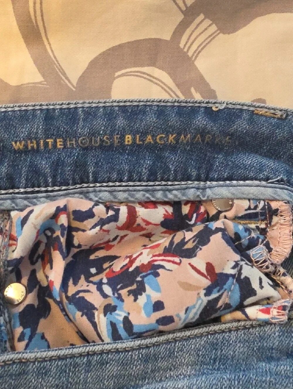 White House Black Market The Straight Distressed Cropped Blue Jeans